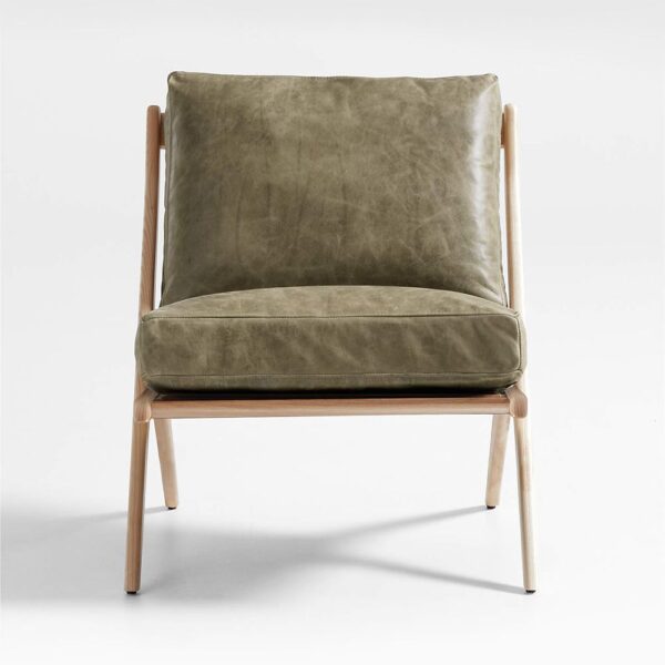 Natural Wood and Leather Chair